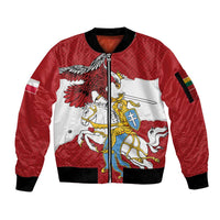 Poland-Lithuania Folk Patterns Sleeve Zip Bomber Jacket