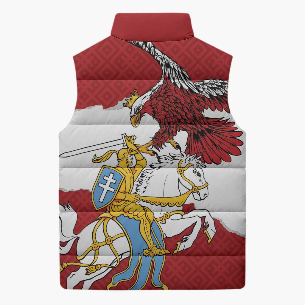Poland-Lithuania Folk Patterns Sleeveless Puffer Jacket