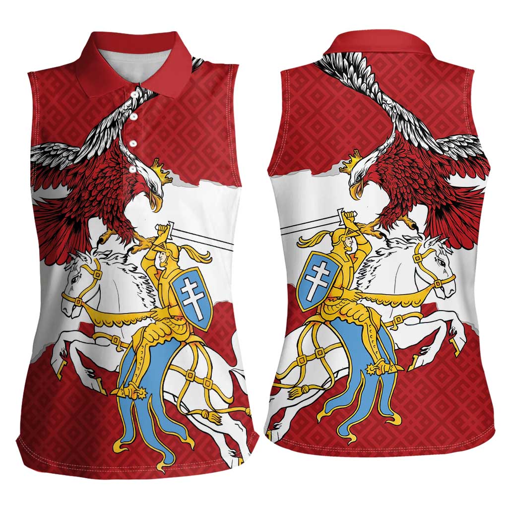 Poland-Lithuania Folk Patterns Women Sleeveless Polo Shirt