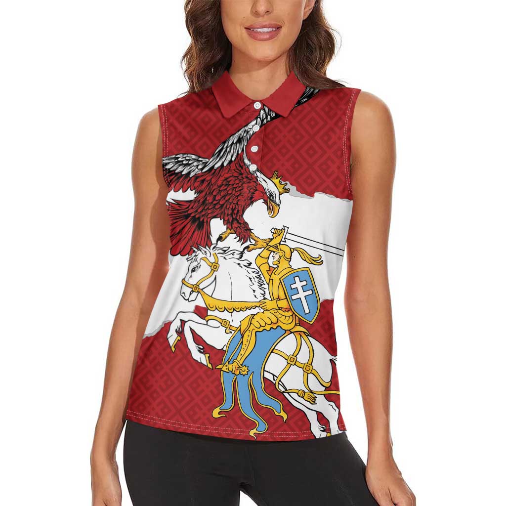Poland-Lithuania Folk Patterns Women Sleeveless Polo Shirt