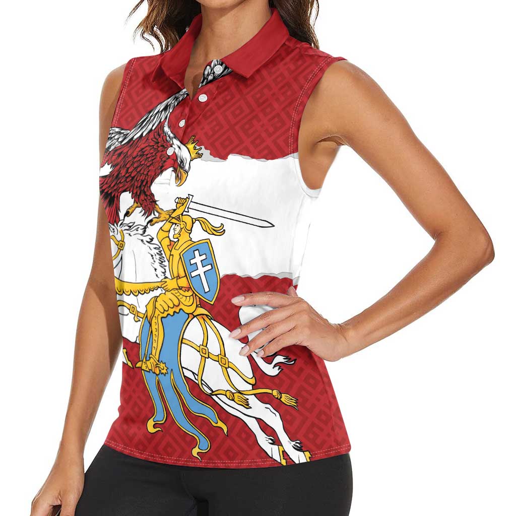 Poland-Lithuania Folk Patterns Women Sleeveless Polo Shirt