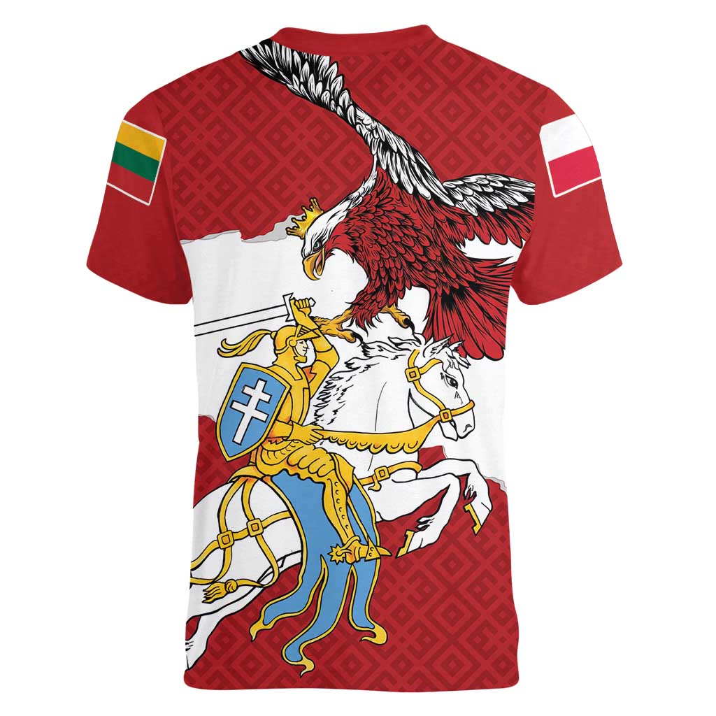 Poland-Lithuania Folk Patterns Women V-Neck T-Shirt