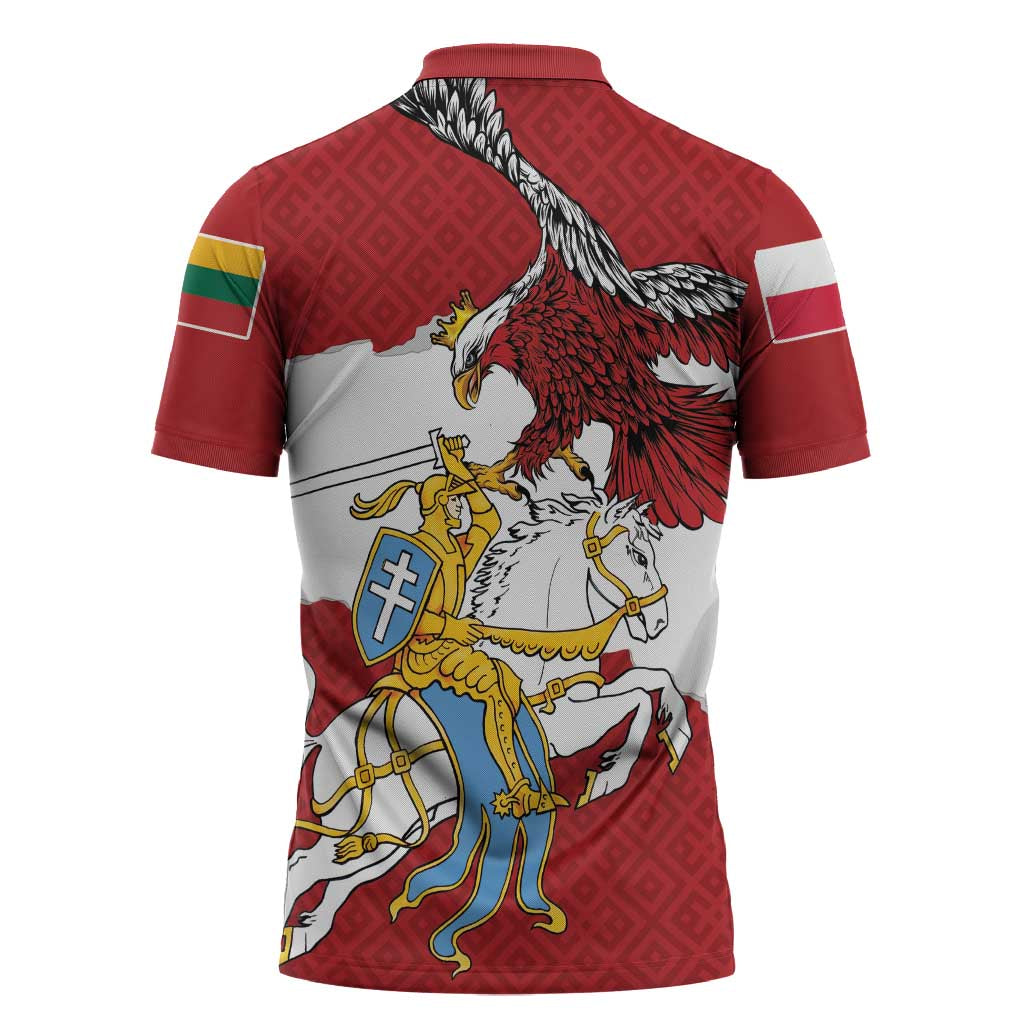 Poland-Lithuania Folk Patterns Zipper Polo Shirt