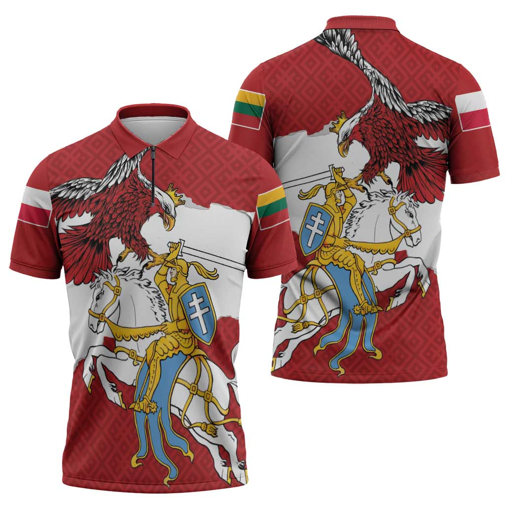 Poland-Lithuania Folk Patterns Zipper Polo Shirt