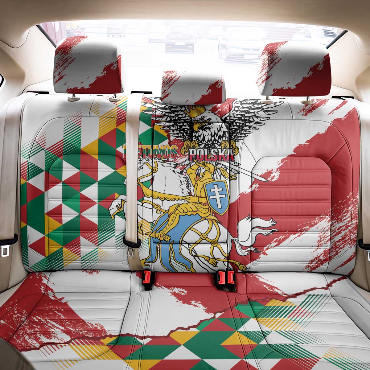 Poland-Lithuania Vytis and Royal Eagle Back Car Seat Cover
