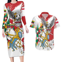 Poland-Lithuania Vytis and Royal Eagle Couples Matching Long Sleeve Bodycon Dress and Hawaiian Shirt