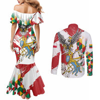 Poland-Lithuania Vytis and Royal Eagle Couples Matching Mermaid Dress and Long Sleeve Button Shirt