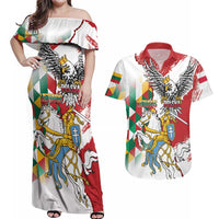 Poland-Lithuania Vytis and Royal Eagle Couples Matching Off Shoulder Maxi Dress and Hawaiian Shirt