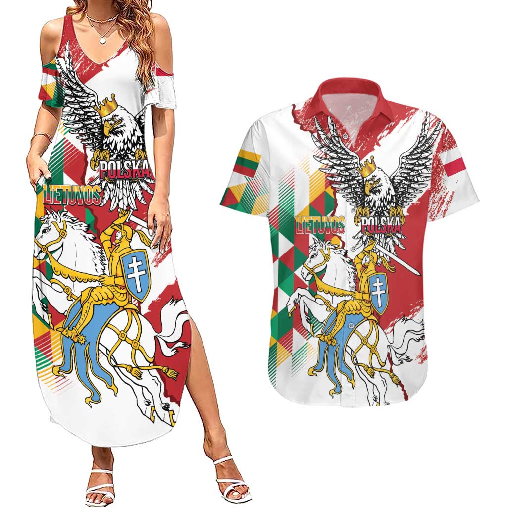 Poland-Lithuania Vytis and Royal Eagle Couples Matching Summer Maxi Dress and Hawaiian Shirt
