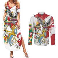 Poland-Lithuania Vytis and Royal Eagle Couples Matching Summer Maxi Dress and Long Sleeve Button Shirt