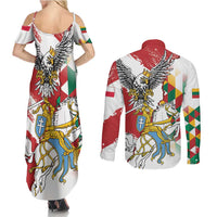 Poland-Lithuania Vytis and Royal Eagle Couples Matching Summer Maxi Dress and Long Sleeve Button Shirt