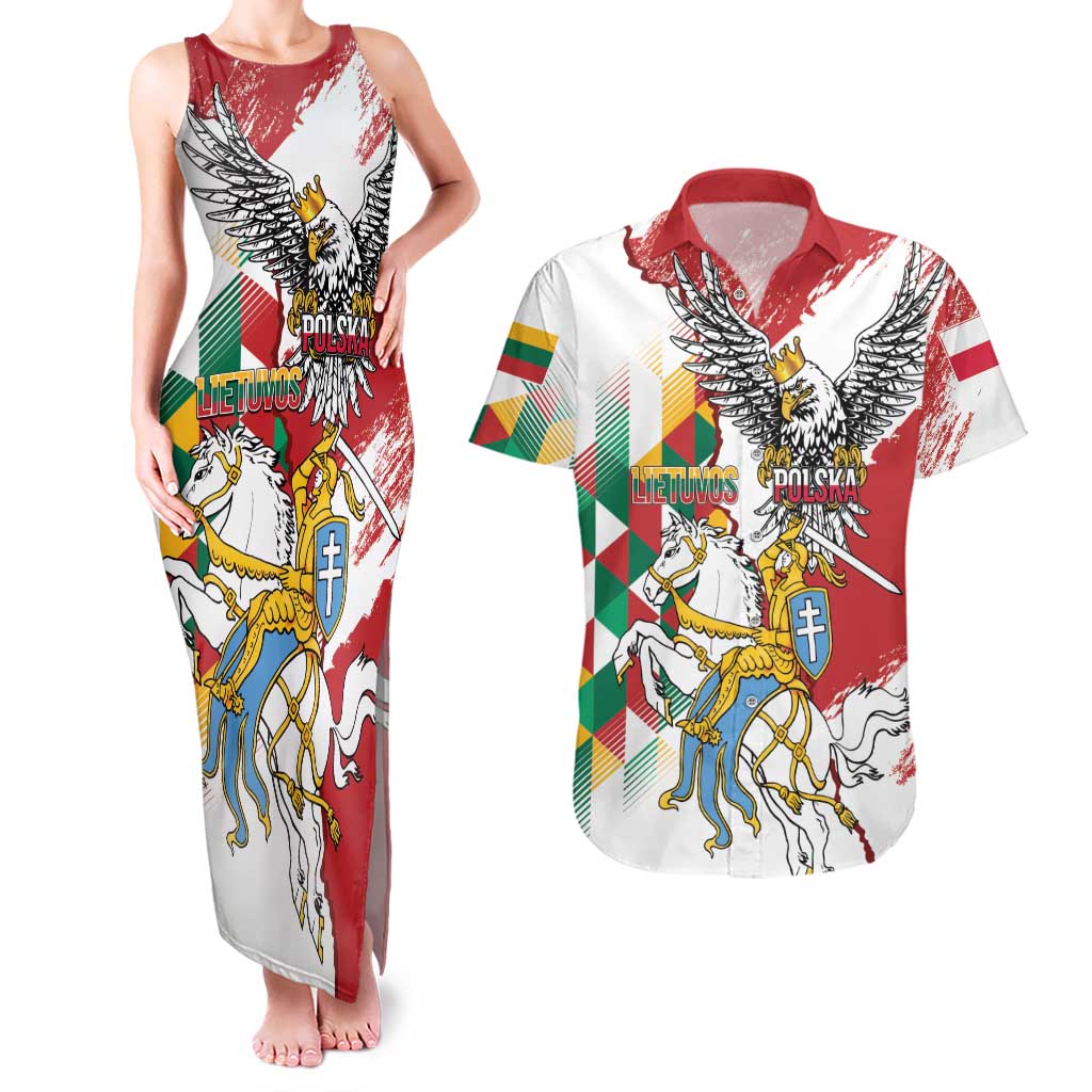 Poland-Lithuania Vytis and Royal Eagle Couples Matching Tank Maxi Dress and Hawaiian Shirt