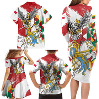 Poland-Lithuania Vytis and Royal Eagle Family Matching Long Sleeve Bodycon Dress and Hawaiian Shirt