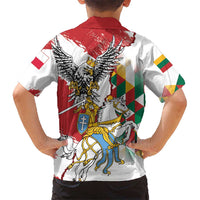 Poland-Lithuania Vytis and Royal Eagle Family Matching Off The Shoulder Long Sleeve Dress and Hawaiian Shirt