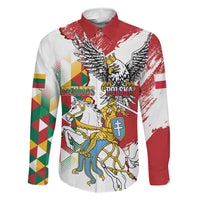Poland-Lithuania Vytis and Royal Eagle Family Matching Off The Shoulder Long Sleeve Dress and Hawaiian Shirt