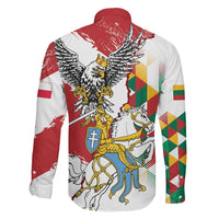 Poland-Lithuania Vytis and Royal Eagle Family Matching Off The Shoulder Long Sleeve Dress and Hawaiian Shirt