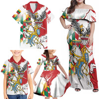 Poland-Lithuania Vytis and Royal Eagle Family Matching Off Shoulder Maxi Dress and Hawaiian Shirt