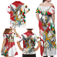 Poland-Lithuania Vytis and Royal Eagle Family Matching Off Shoulder Maxi Dress and Hawaiian Shirt