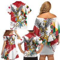 Poland-Lithuania Vytis and Royal Eagle Family Matching Off Shoulder Short Dress and Hawaiian Shirt