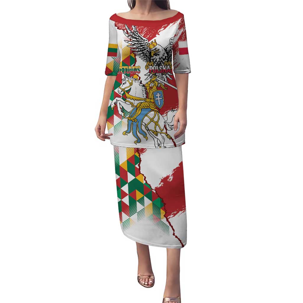Poland-Lithuania Vytis and Royal Eagle Family Matching Puletasi and Hawaiian Shirt