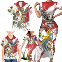 Poland-Lithuania Vytis and Royal Eagle Family Matching Short Sleeve Bodycon Dress and Hawaiian Shirt