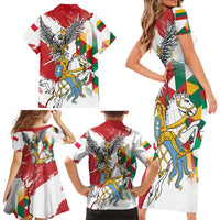 Poland-Lithuania Vytis and Royal Eagle Family Matching Short Sleeve Bodycon Dress and Hawaiian Shirt