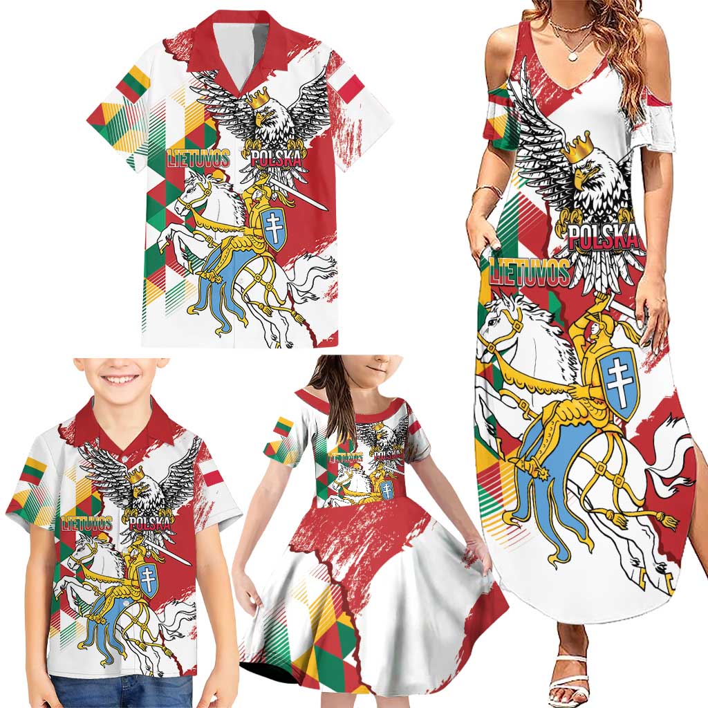 Poland-Lithuania Vytis and Royal Eagle Family Matching Summer Maxi Dress and Hawaiian Shirt