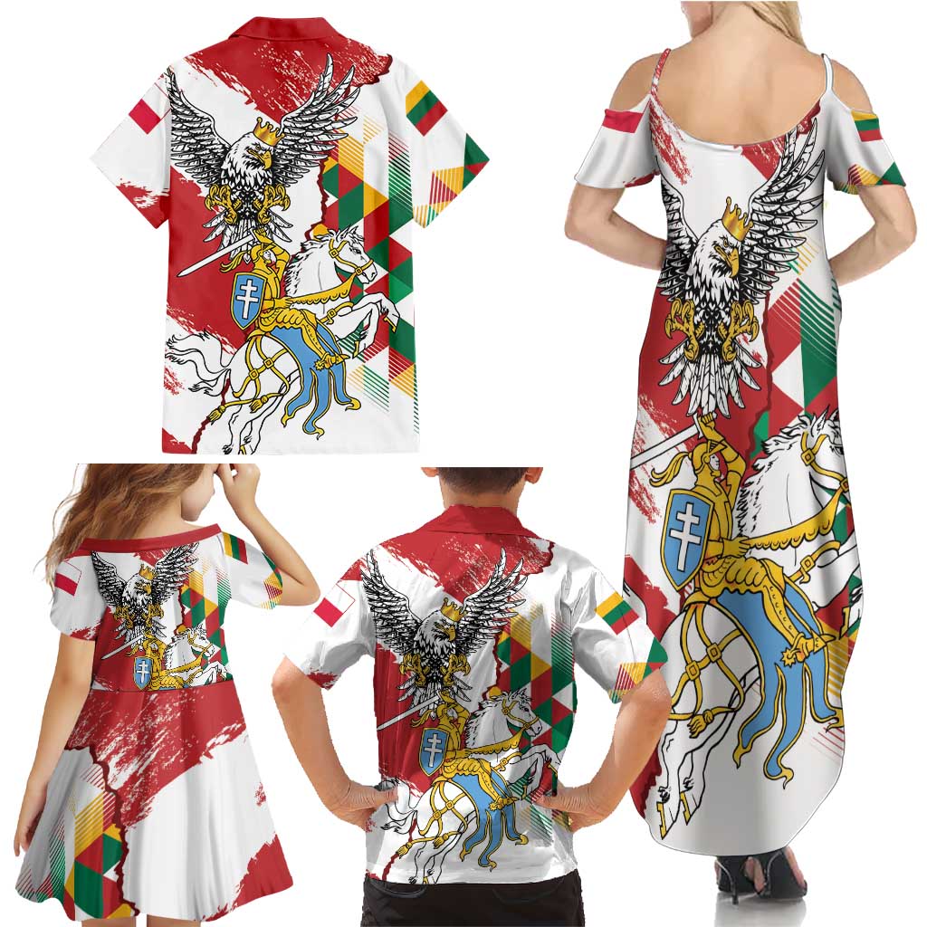 Poland-Lithuania Vytis and Royal Eagle Family Matching Summer Maxi Dress and Hawaiian Shirt