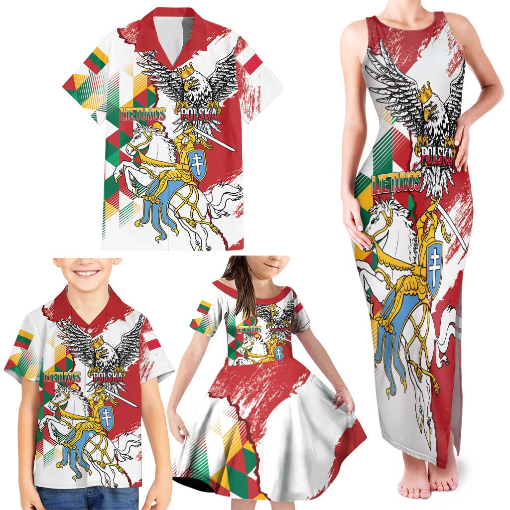 Poland-Lithuania Vytis and Royal Eagle Family Matching Tank Maxi Dress and Hawaiian Shirt