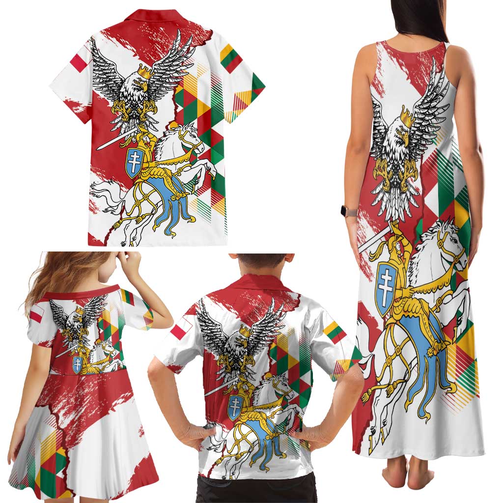 Poland-Lithuania Vytis and Royal Eagle Family Matching Tank Maxi Dress and Hawaiian Shirt