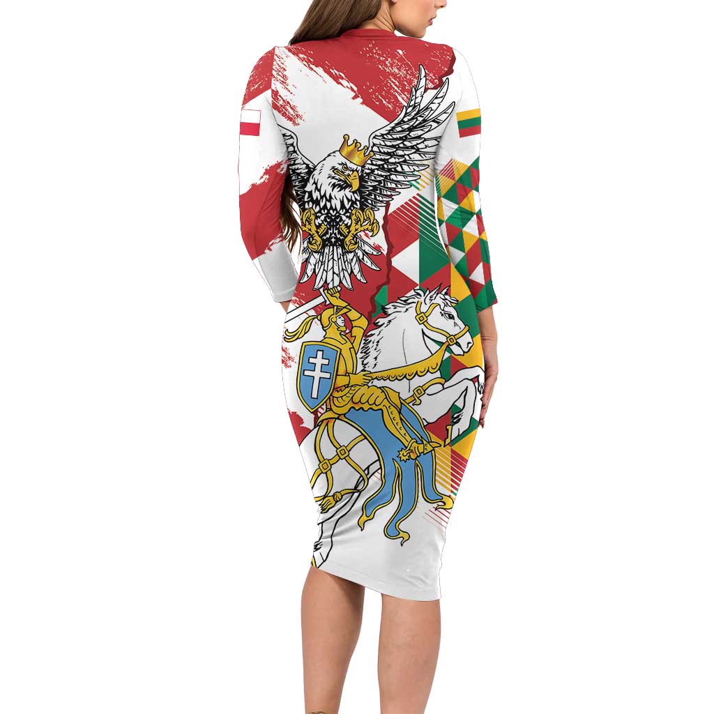 Poland-Lithuania Vytis and Royal Eagle Long Sleeve Bodycon Dress