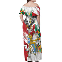 Poland-Lithuania Vytis and Royal Eagle Off Shoulder Maxi Dress
