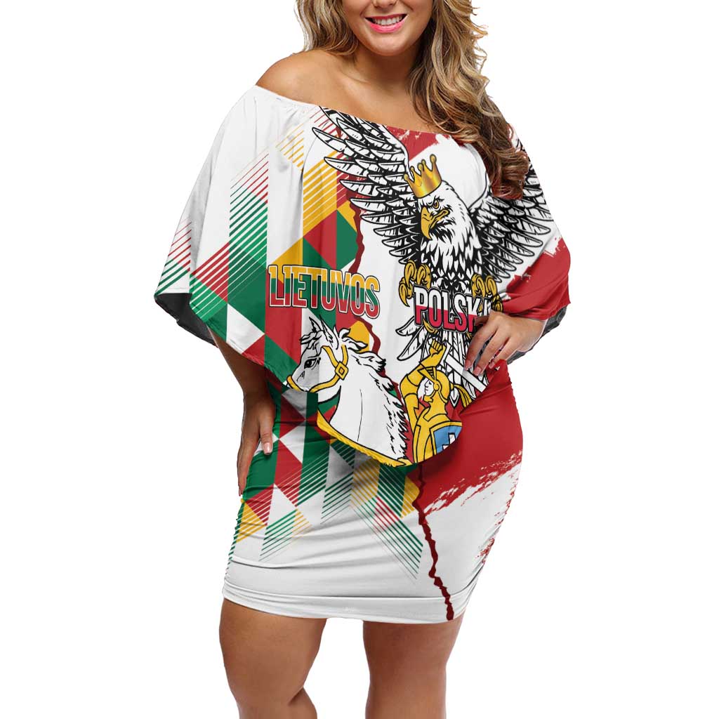 Poland-Lithuania Vytis and Royal Eagle Off Shoulder Short Dress