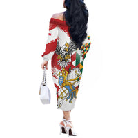 Poland-Lithuania Vytis and Royal Eagle Off The Shoulder Long Sleeve Dress