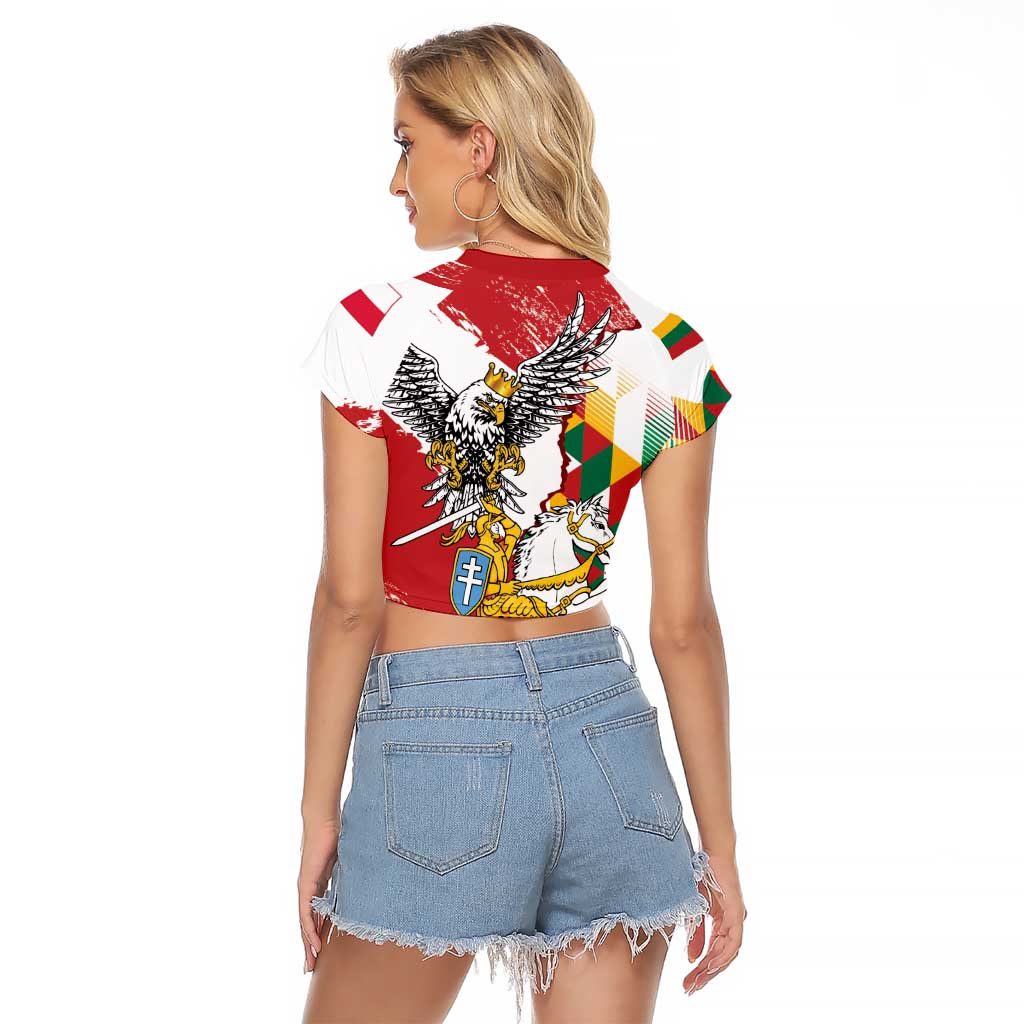 Poland-Lithuania Vytis and Royal Eagle Raglan Cropped T Shirt