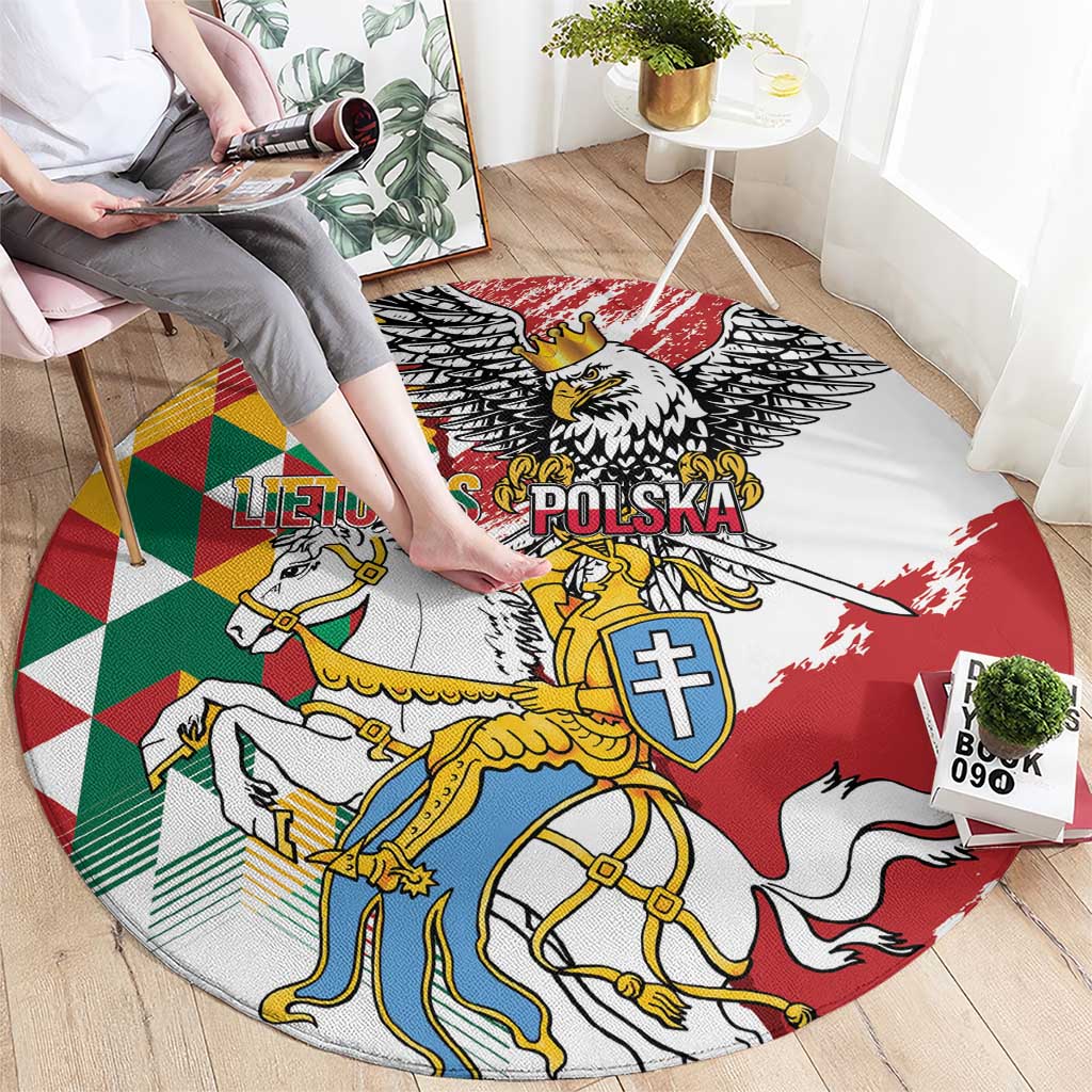 Poland-Lithuania Vytis and Royal Eagle Round Carpet
