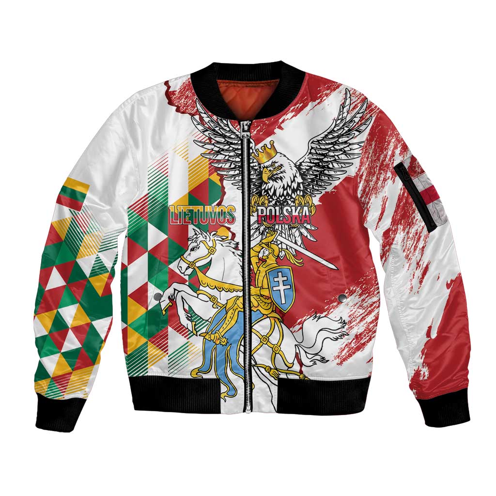 Poland-Lithuania Vytis and Royal Eagle Sleeve Zip Bomber Jacket