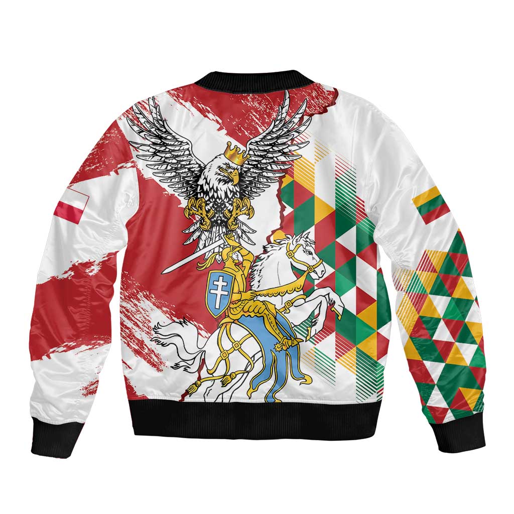 Poland-Lithuania Vytis and Royal Eagle Sleeve Zip Bomber Jacket
