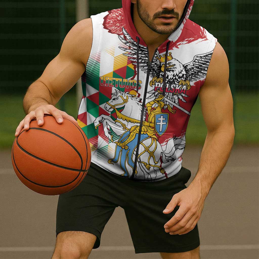 Poland-Lithuania Vytis and Royal Eagle Sleeveless Zip Hoodie