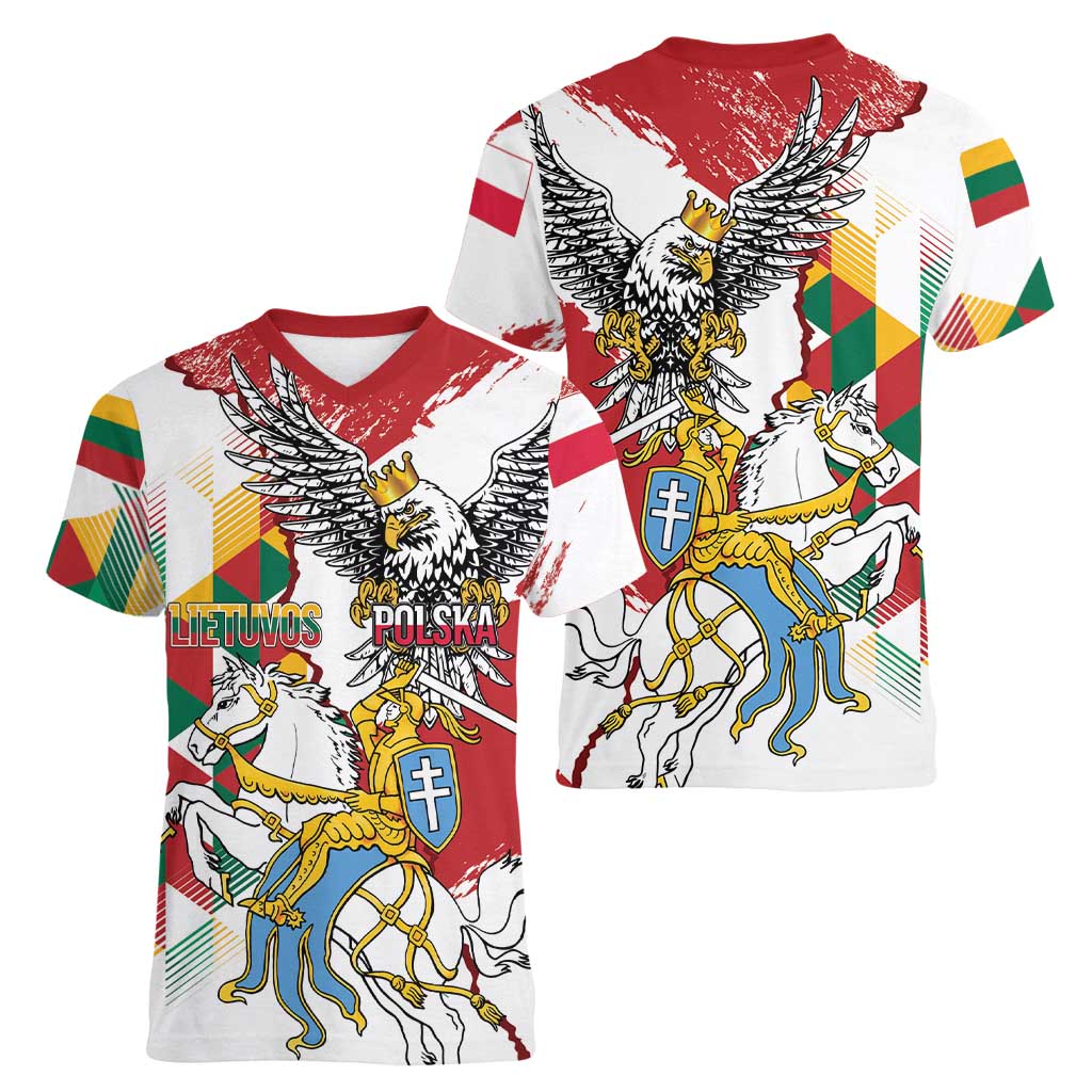 Poland-Lithuania Vytis and Royal Eagle Women V-Neck T-Shirt