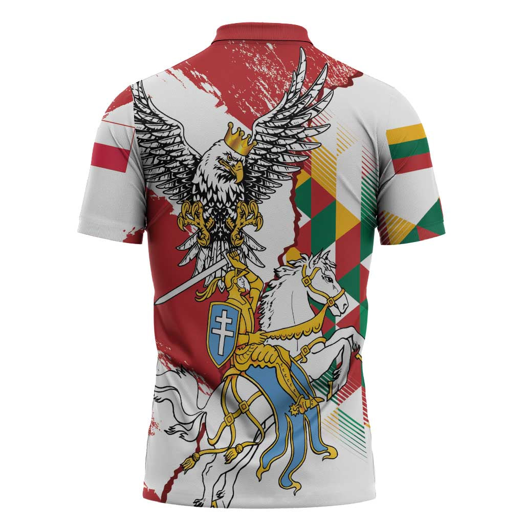 Poland-Lithuania Vytis and Royal Eagle Zipper Polo Shirt