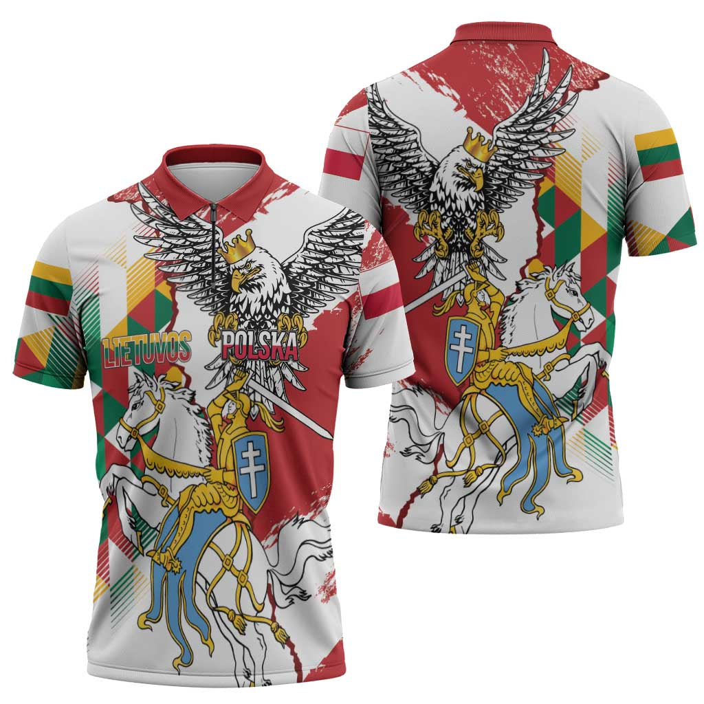 Poland-Lithuania Vytis and Royal Eagle Zipper Polo Shirt