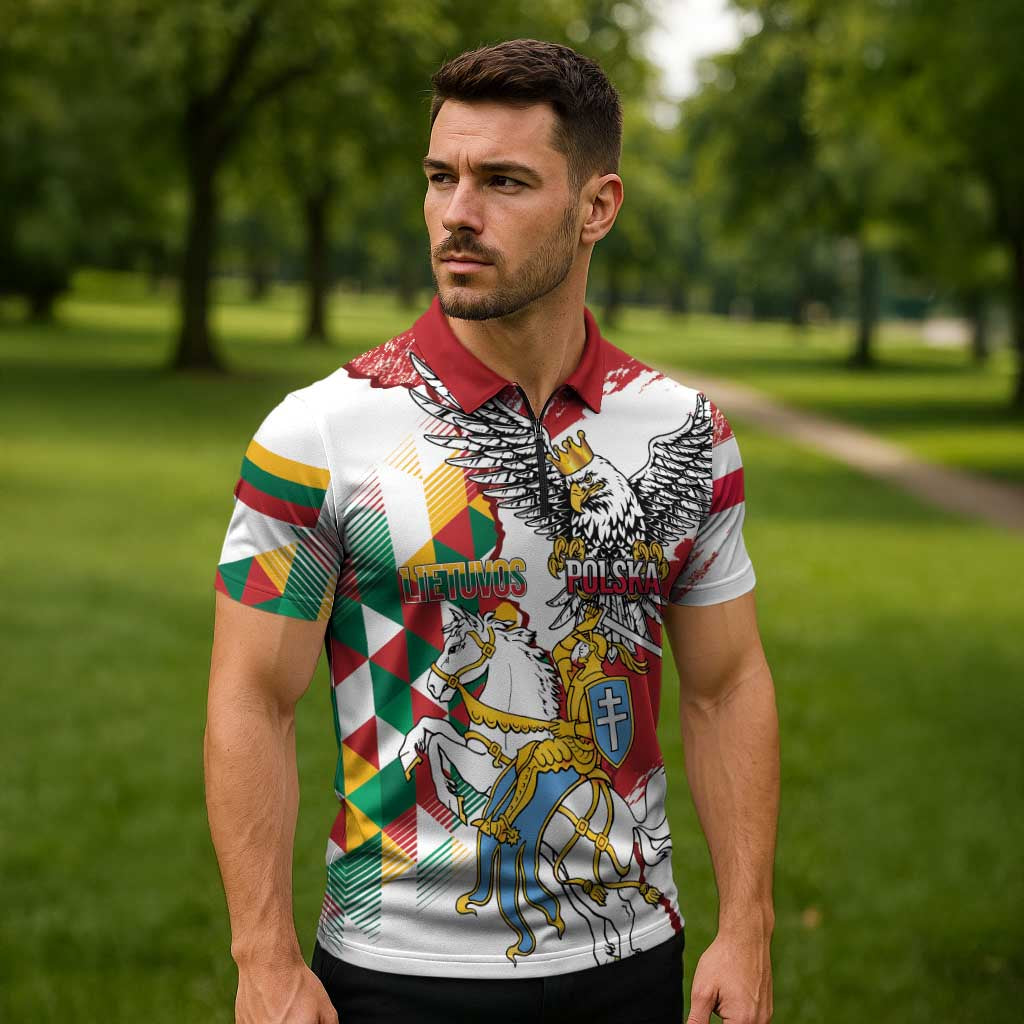 Poland-Lithuania Vytis and Royal Eagle Zipper Polo Shirt
