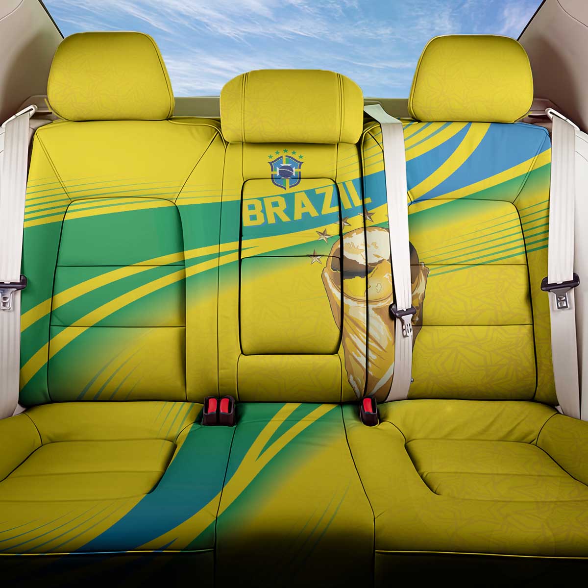 Brazil WC2026 Back Car Seat Cover Pentacampeón Canaries