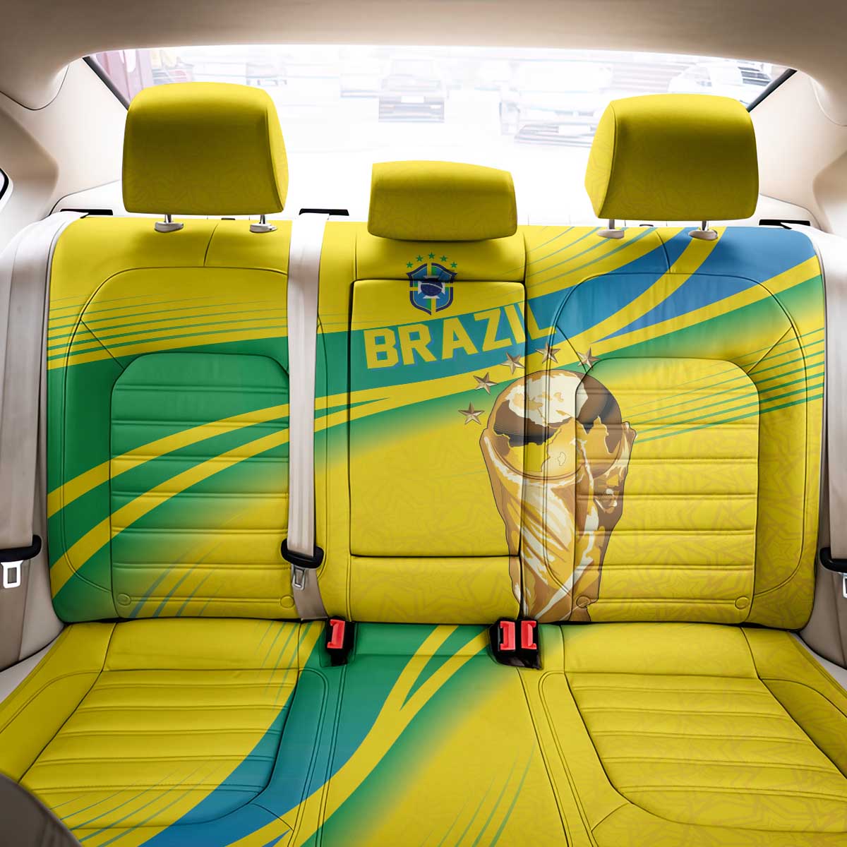 Brazil WC2026 Back Car Seat Cover Pentacampeón Canaries