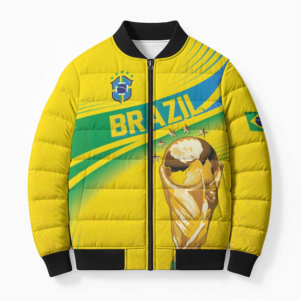 Brazil WC2026 Personalized Bomber Puffer Jacket Pentacampeón Canaries