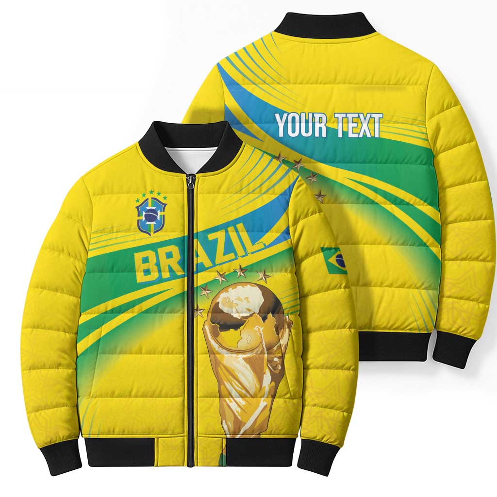 Brazil WC2026 Personalized Bomber Puffer Jacket Pentacampeón Canaries