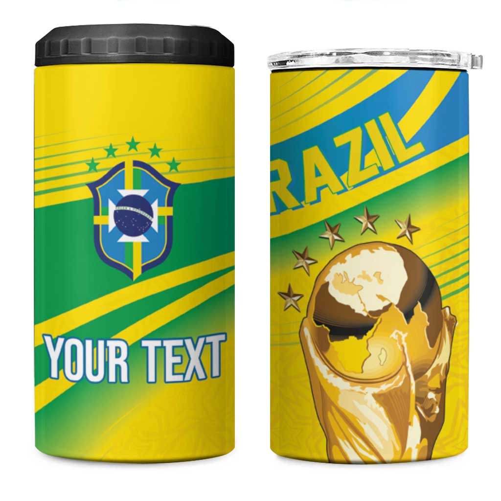 Brazil WC2026 Personalized 4 in 1 Can Cooler Tumbler Pentacampeón Canaries