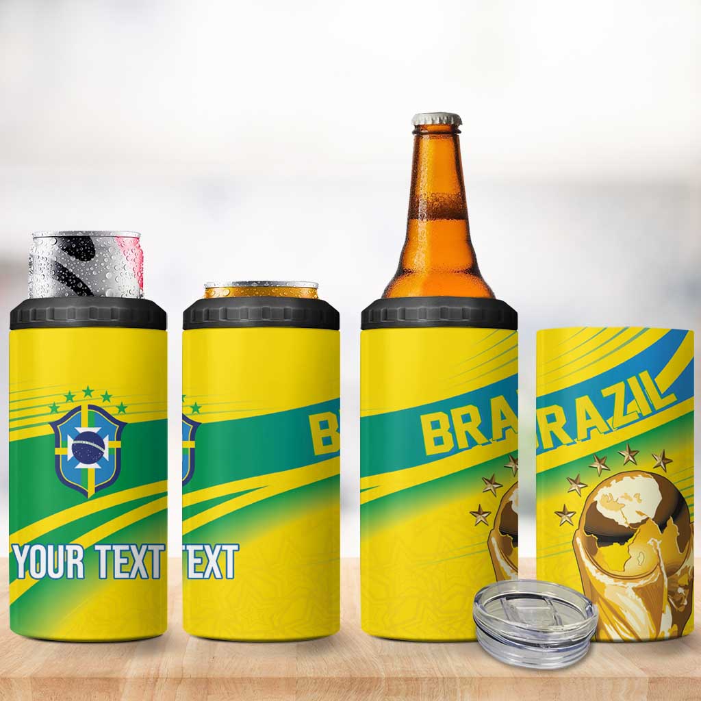 Brazil WC2026 Personalized 4 in 1 Can Cooler Tumbler Pentacampeón Canaries