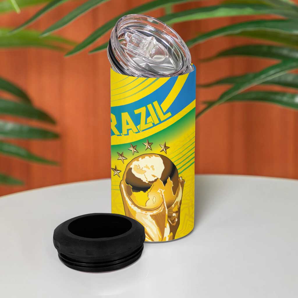 Brazil WC2026 Personalized 4 in 1 Can Cooler Tumbler Pentacampeón Canaries